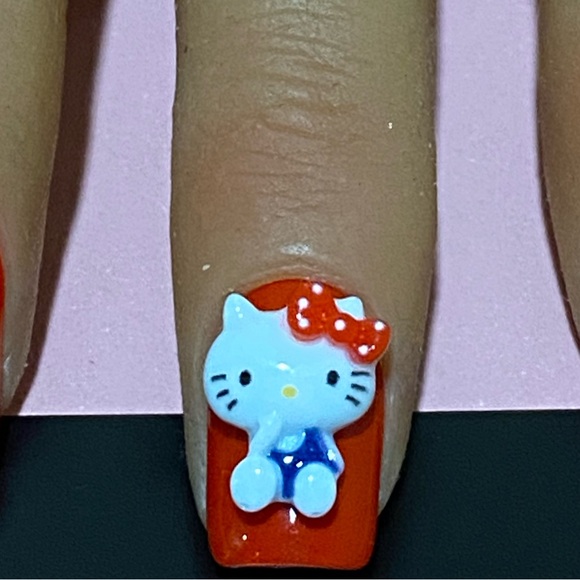 Handcrafted Press ons Red Hello Kitty theme Short Square- Love Galore - Picture 4 of 5